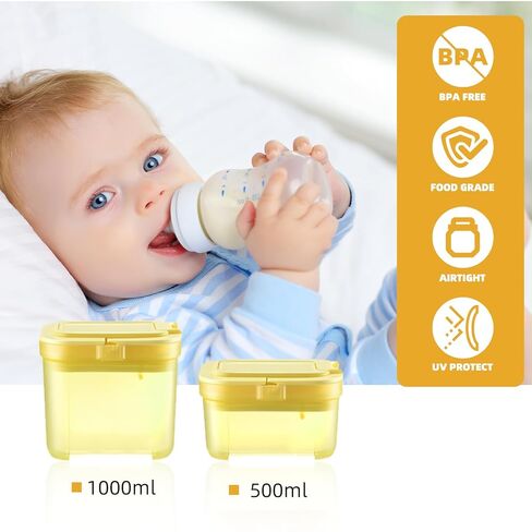 موزع تركيبة الأطفال مضاد للصدمات أثناء التنقل، حاوية تركيبة محكمة الغلق مع مغرفة للسفر والأنشطة الخارجية للأطفال الرضع (أبيض، 1000 مل) in Kuwait