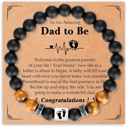 هدايا عيد الأب الأول للأب الجديد، الأب ليكون الأب الجديد الأب ليكون هدية لأول مرة قريبًا ليكون الأب المتوقع، عيون النمور الزرقاء والبنية الرائعة، أساور سوداء، هدية إعلان الحمل في عيد الميلاد in Kuwait