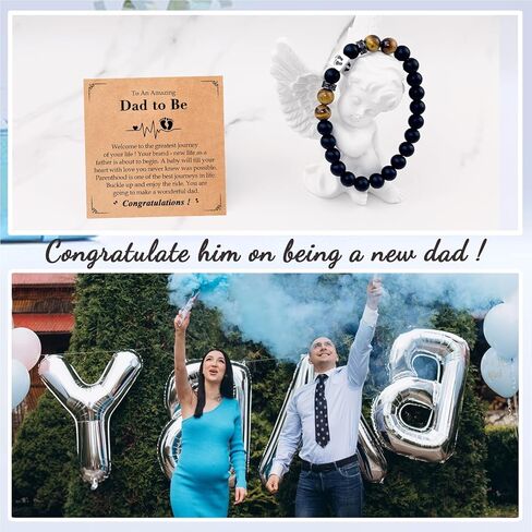 هدايا عيد الأب الأول للأب الجديد، الأب ليكون الأب الجديد الأب ليكون هدية لأول مرة قريبًا ليكون الأب المتوقع، عيون النمور الزرقاء والبنية الرائعة، أساور سوداء، هدية إعلان الحمل في عيد الميلاد in Kuwait