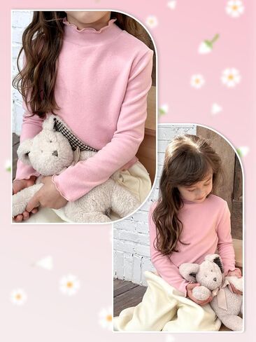Miipat Toddler Girls Mock Turtleneck Shirts Long Sleeve Thermal Pullover 2 Packs Kids Casual Solid Color Tee Tops in Kuwait