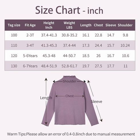 Miipat Toddler Girls Mock Turtleneck Shirts Long Sleeve Thermal Pullover 2 Packs Kids Casual Solid Color Tee Tops in Kuwait