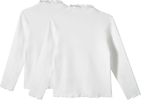 Miipat Toddler Girls Mock Turtleneck Shirts Long Sleeve Thermal Pullover 2 Packs Kids Casual Solid Color Tee Tops in Kuwait