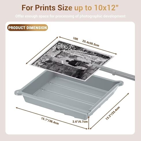 صينية تطوير JJC Darkroom لمطبوعات ورق الصور مقاس 10 × 12 بوصة، مجموعة من 3 صواني معالجة أفلام ملونة مع ملقط سيليكون، قاعدة مضلعة وزاوية ميزان حرارة، بلاستيك PP متين (رمادي، أبيض، أحمر) in Saudi Arabia