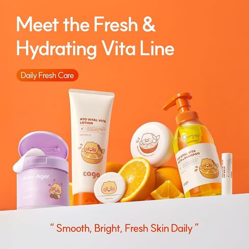 TAGA ATO Vital Vita Kids Bath & Shampoo 300 ml | Vegan Hypoallergenic All-in-One Bath & Hair Cleanser with Ceramide & Vitamins | Gentle Hydration for Family in Saudi Arabia