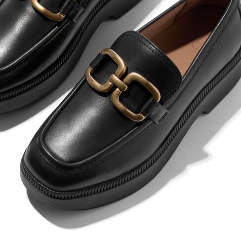 FitFlop Womens F-luma Square-Chain Leather Loafers in Saudi Arabia