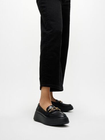 FitFlop Womens F-luma Square-Chain Leather Loafers in Saudi Arabia