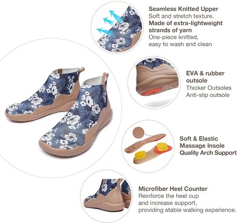 UIN Women's Walking Shoes High Top Knitted Boots Casual Lightweight Comfort Fashion Sneaker Madrid in Saudi Arabia