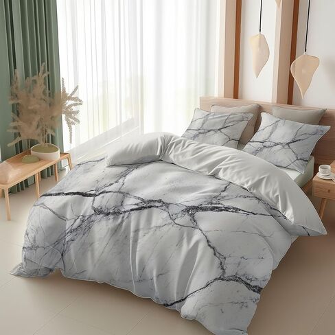 غطاء لحاف مقاس طفل صغير 40 × 60 بوصة - طقطقة هندسية رخامية مجردة، غطاء لحاف ذو وجهين من الألياف الدقيقة المصقولة، طقم سرير رمادي ناعم ومسامي مكون من قطعتين مع غطاء وسادة واحد in Saudi Arabia
