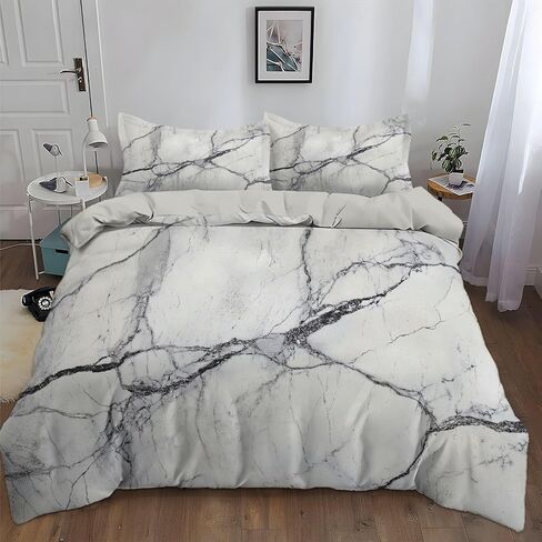 غطاء لحاف مقاس طفل صغير 40 × 60 بوصة - طقطقة هندسية رخامية مجردة، غطاء لحاف ذو وجهين من الألياف الدقيقة المصقولة، طقم سرير رمادي ناعم ومسامي مكون من قطعتين مع غطاء وسادة واحد in Saudi Arabia