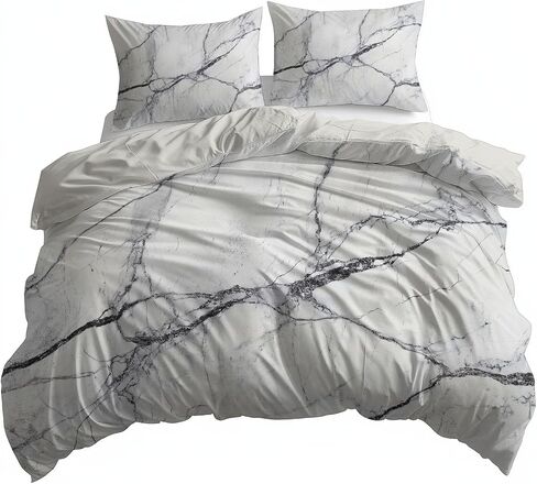 غطاء لحاف مقاس طفل صغير 40 × 60 بوصة - طقطقة هندسية رخامية مجردة، غطاء لحاف ذو وجهين من الألياف الدقيقة المصقولة، طقم سرير رمادي ناعم ومسامي مكون من قطعتين مع غطاء وسادة واحد in Saudi Arabia