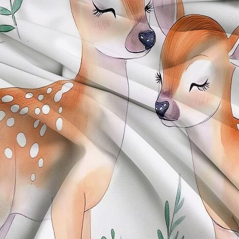 White Duvet Cover Set 2 Pieces Toddler Size, Watercolor Style Deer Animal Comforter Cover, Brushed Microfiber Soft Bedding Sets 40 X 60 Inches Home Bedroom Decorations for All Seasons in Saudi Arabia