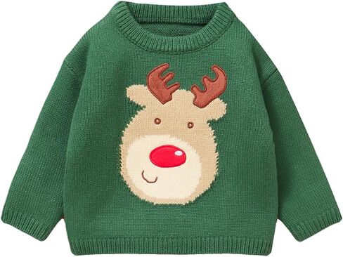 سترة عيد الميلاد للأطفال الصغار من الأولاد والبنات، بلوفر مطرز على شكل سانتا كلوز/الرنة، ملابس علوية متماسكة للرضع في فصل الشتاء in Kuwait