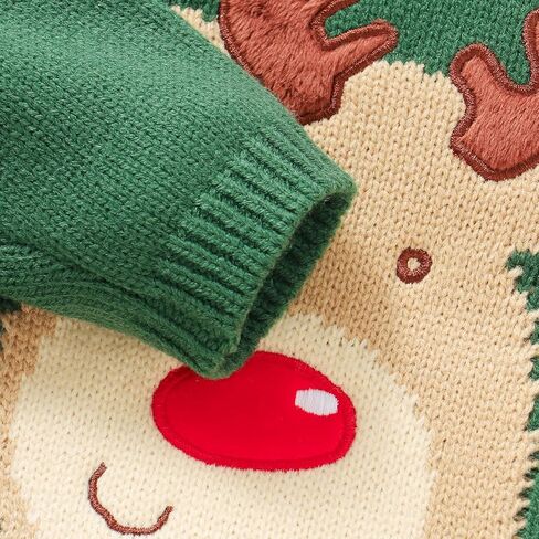 سترة عيد الميلاد للأطفال الصغار من الأولاد والبنات، بلوفر مطرز على شكل سانتا كلوز/الرنة، ملابس علوية متماسكة للرضع في فصل الشتاء in Kuwait