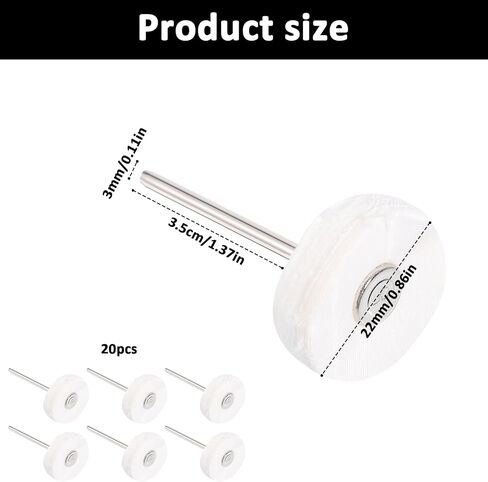 20 Pack Little Buffing Wheel 1/8 Inch Cloth Polishing Wheels Polishing Buffing Wheel Little Buffer Wheels for Rotary Tools (White) in Saudi Arabia