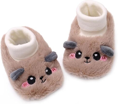 WILLFUN Baby Girls Boys Fleece Booties Infant Winter Indoor Slippers Soft Sole Toddler First Walkers Crib Shoes in Kuwait