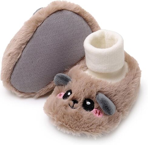 WILLFUN Baby Girls Boys Fleece Booties Infant Winter Indoor Slippers Soft Sole Toddler First Walkers Crib Shoes in Kuwait