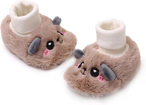 WILLFUN Baby Girls Boys Fleece Booties Infant Winter Indoor Slippers Soft Sole Toddler First Walkers Crib Shoes in Kuwait