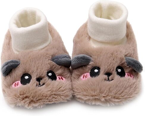 WILLFUN Baby Girls Boys Fleece Booties Infant Winter Indoor Slippers Soft Sole Toddler First Walkers Crib Shoes in Kuwait