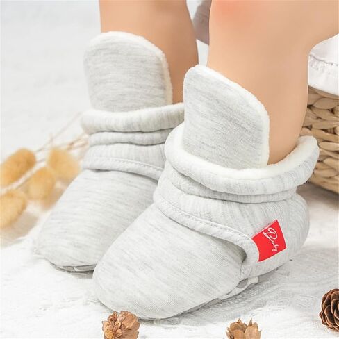 Baby Boys Girls Booties with Anti-Skid Bottom Cozy Winter Warm Socks Slippers Toddler Soft Sole Crib Shoes in Saudi Arabia