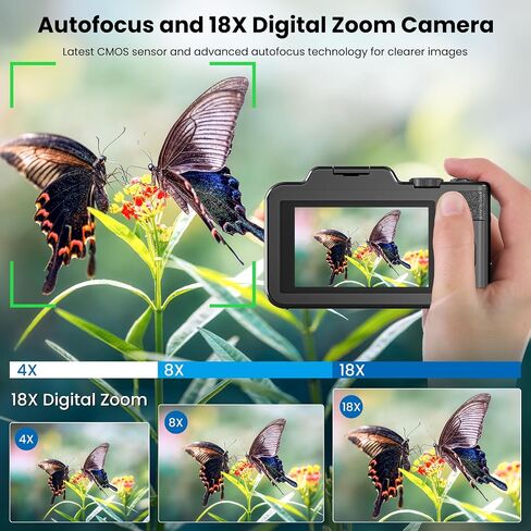 Digital Camera, 5K 80MP 3.5"+2" Dual Screen Cameras for Photography Autofocus, 18X Digital Zoom Vlogging Camera for YouTube, Travel, Beginners, Include 64GB Card and 2 Batteries in Saudi Arabia