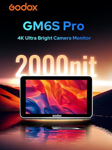 GODOX GM6S Pro 5.5inch Camera Field Monitor, 4K HDMI Camera Monitor, 2000nit±10% Ultra Bright Video Monitors, 1920x1080 IPS Touch Screen, Input & Output 3D LUT, All-Metal Body, with Foldable Sunshade in Saudi Arabia