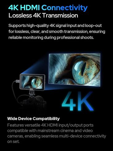 GODOX GM6S Pro 5.5inch Camera Field Monitor, 4K HDMI Camera Monitor, 2000nit±10% Ultra Bright Video Monitors, 1920x1080 IPS Touch Screen, Input & Output 3D LUT, All-Metal Body, with Foldable Sunshade in Saudi Arabia