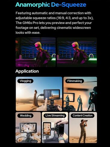 GODOX GM6S Pro 5.5inch Camera Field Monitor, 4K HDMI Camera Monitor, 2000nit±10% Ultra Bright Video Monitors, 1920x1080 IPS Touch Screen, Input & Output 3D LUT, All-Metal Body, with Foldable Sunshade in Saudi Arabia