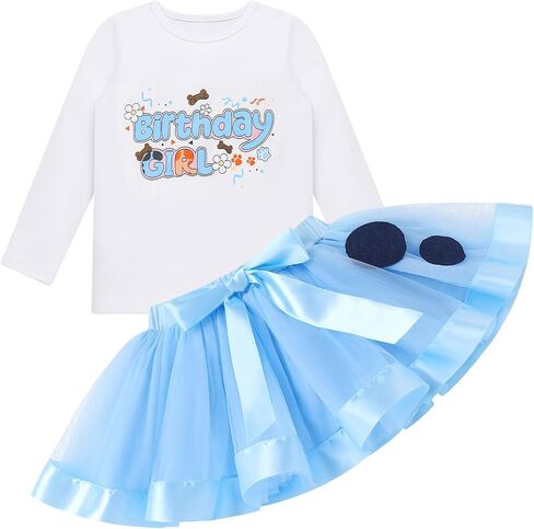 AWIBMK Birthday Girl Dress 1 2 3 4 5 6 Years Cake Smash Outfits Long Sleeve Top Tutu Skirt Hair Clips Photoshoot Set in Saudi Arabia