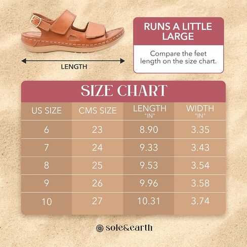 Sandals Women Sole & Earth Womens Sandals | Adjustable Velcro & Buckle Comfort Leather Flats Women Dress Shoes for Women in Saudi Arabia