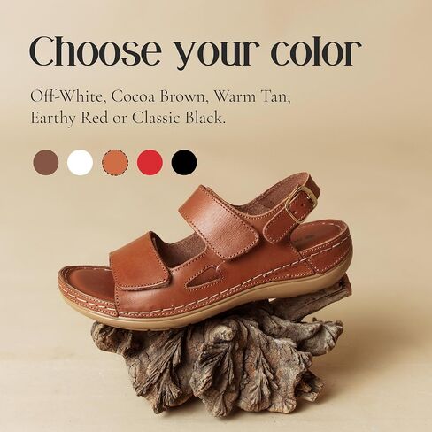 Sandals Women Sole & Earth Womens Sandals | Adjustable Velcro & Buckle Comfort Leather Flats Women Dress Shoes for Women in Saudi Arabia