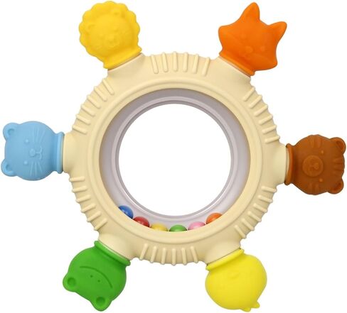 Baby Teething Toys Teething Rings Silicone Teethers for Babies 6-12 Months Baby Rattles & Plush Rings Sensory Toys for Soothing Sore Gums for Newborn Infant Essentials (Animals) in Kuwait