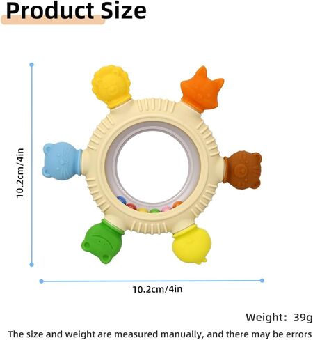 Baby Teething Toys Teething Rings Silicone Teethers for Babies 6-12 Months Baby Rattles & Plush Rings Sensory Toys for Soothing Sore Gums for Newborn Infant Essentials (Animals) in Kuwait