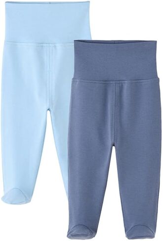 Newborn Infant Baby Boys Girls Soft Cotton High Waist Footed Pants Casual Leggings with Feet in Kuwait