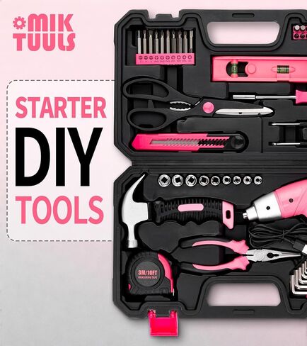 Electric Screwdriver 58pc Tool Set, Cordless & Rechargeable 3.6V Small Power Screwdriver Home Tool Kit Set with Compact Hand Box, Pink in Saudi Arabia