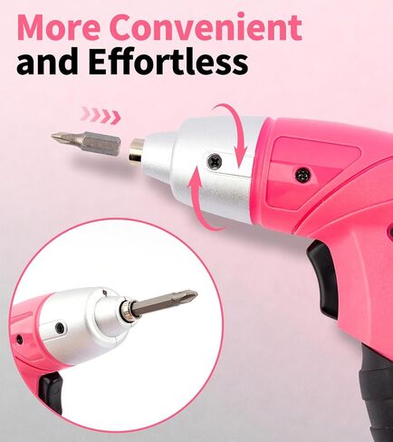 Electric Screwdriver 58pc Tool Set, Cordless & Rechargeable 3.6V Small Power Screwdriver Home Tool Kit Set with Compact Hand Box, Pink in Saudi Arabia