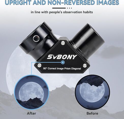 SVBONY SV222 90 Degree Diagonal Mirror, 1.25 Inch Telescope Diagonal with Anti Reflection Coating Metal Bundle with Telescope Eyepiece Set 66 Degree Ultra Wide Angle HD (6mm 9mm 15mm 20mm) in Saudi Arabia