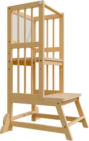 Toddler Standing Tower, Wooden Toddler Kitchen Step Stool, Adjustable Height Toddlers Tower for Kitchen and Living Room Countertops, with Removable Safety Railings, and Easy-to-Clean Surface in Saudi Arabia