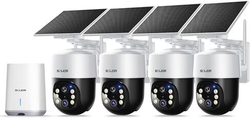 SOLIOM 4K Wireless Outdoor Solar Security Camera System, 2-Cam Kit | No monthly fees with 32GB local storage, radar motion detection, 360° auto tracking, color night vision & 2.4/5GHz WiFi in Saudi Arabia