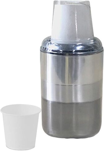 nu steel Triune Dixie Cup Modern Sleek Metal Compact Small Disposable Paper Cup Dispenser Storage Holder for Rinsing for Bathroom Vanity Countertops, fits 3 oz. Paper Cups, 3 Tone Finish (DC06-VC) in Saudi Arabia