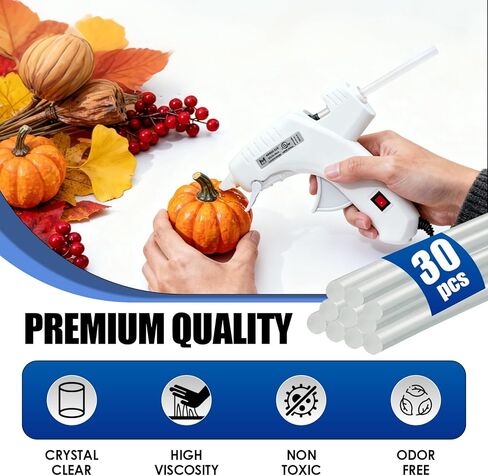 Professional Hot Glue Gun Kit - Fast Heating Corded Glue Gun with 30pcs Glue Sticks, Anti-Clog Nozzle for DIY Crafts, Home Repair, Woodworking, Sealing and School Projects in Saudi Arabia