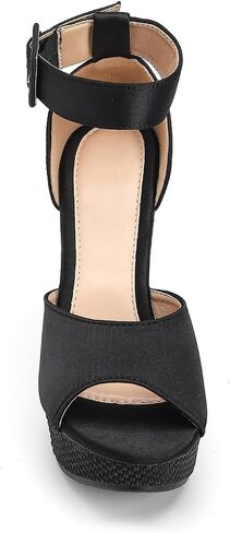 Women's Platform Pumps Block Heels Sandals Peep Toe Ankle Strap Dress Wedding Shoes in Saudi Arabia