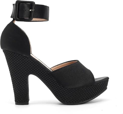 Women's Platform Pumps Block Heels Sandals Peep Toe Ankle Strap Dress Wedding Shoes in Saudi Arabia