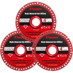 4.5" Diamond Multi-Material Cut Off Wheel for Angle Grinder, 7/8" Arbor, Long-Life Low-Spark Cutting Disc for Metal, Wood, Plastic, Tile, Stone and Fiber Cement – Fast Clean Cuts – 3 Pack in Saudi Arabia