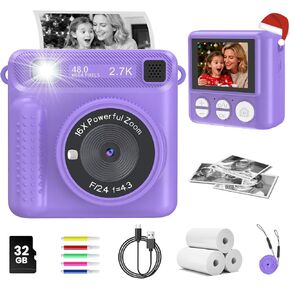 Kids Instant Print Camera - Christmas Birthday Gift for Boys and Girls Ages 3-12, Kids Digital Camera Toys with 1080P HD Video, 32GB Card (Pink Pro) in Saudi Arabia