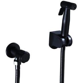 طقم رذاذ المرحاض المحمول 304 من الفولاذ المقاوم للصدأ - مسدس رش لتنظيف المرحاض باللون الأسود، غسالة، مؤخرة، فوهة تنظيف، مرحاض، مرحاض، مثبت على الحائط بالضغط in Kuwait