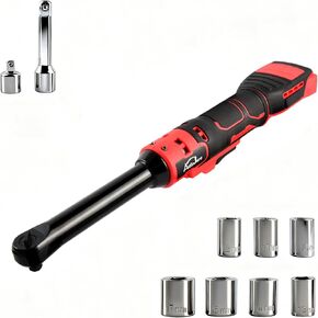 Extended Cordless Electric Ratchet Wrench Compatible with Milwaukee M18 Battery 3/8" Drive 500RPM 65 ft-lbs Power Ratchet Tool Kit with 1/4" Socket Adapter, 7pcs Socket and 3" Extension in Kuwait