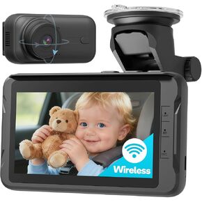 Wireless Baby Car Camera, Car Baby Monitor No Wi-Fi Needed, Auto Night Vision IR-Cut Adjustable Lens, Long Battery for Rear-Facing Seat Long Trips, Newborn Travel Essentials in Saudi Arabia