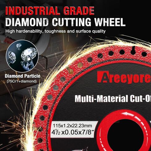 4.5" Diamond Multi-Material Cut Off Wheel for Angle Grinder, 7/8" Arbor, Long-Life Low-Spark Cutting Disc for Metal, Wood, Plastic, Tile, Stone and Fiber Cement – Fast Clean Cuts – 3 Pack in Saudi Arabia
