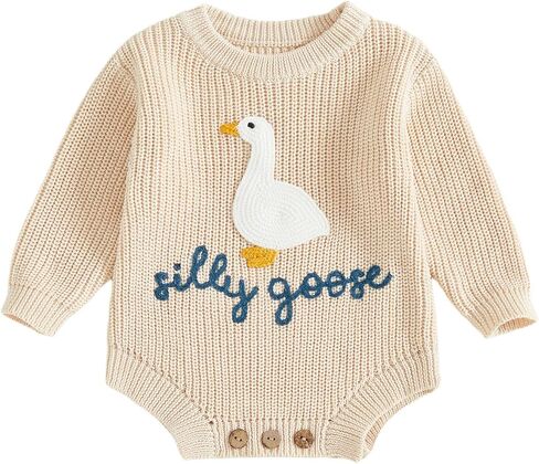 Baby Girl Boy Sweater Romper Silly Goose Knit Onesie Fall Winter 0-18M in Saudi Arabia