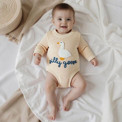 Baby Girl Boy Sweater Romper Silly Goose Knit Onesie Fall Winter 0-18M in Saudi Arabia